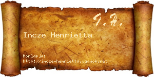 Incze Henrietta névjegykártya